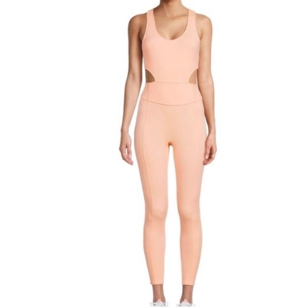 Free People FP Movement Back It Up Onesie Peach Cutout Jumpsuit Size S